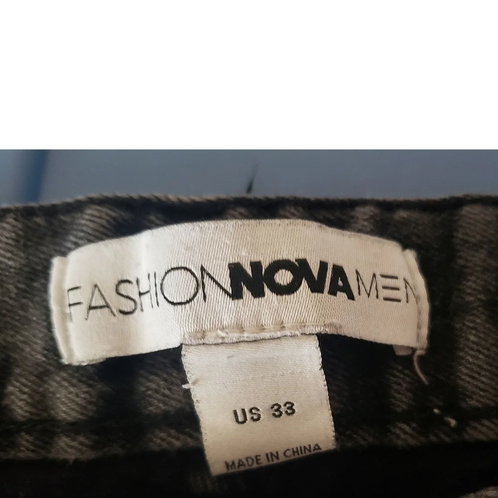 Fashion Nova Jeans Black Mens Street Wear 33 Destroyed Grunge Rocker Destructed